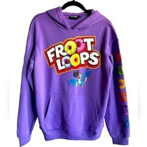 NWOT - Kellogg’s Unisex Purple Hoodie Fruit Loops Graphic Oversized - Size Small